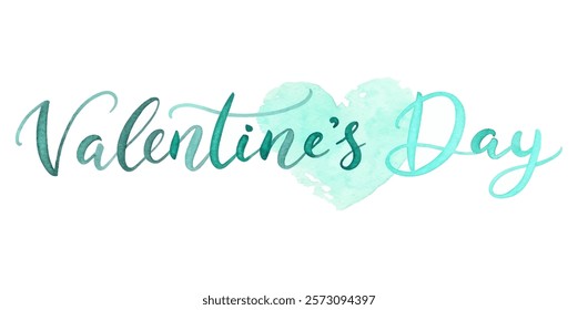 Valentine's Day theme, watercolor heart, romantic design, festive typography, love celebration, artistic expression.