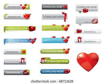 Valentine's day theme website download buttons