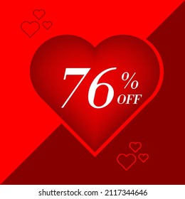 Valentine's DAy themed discount tags, with hearts and shades of red