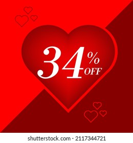 Valentine's DAy themed discount tags, with hearts and shades of red