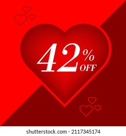 Valentine's DAy themed discount tags, with hearts and shades of red