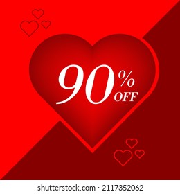 Valentine's DAy themed discount tags, with hearts and shades of red