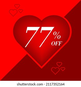 Valentine's DAy themed discount tags, with hearts and shades of red