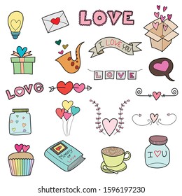 Valentines Day thin line icon set. Outline sign kit of love. Couple Hearts linear icons of cupid bow, Simple february 14 black symbol on white. Vector Illustration