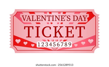Valentines day ticket or coupon pass romantic love themed