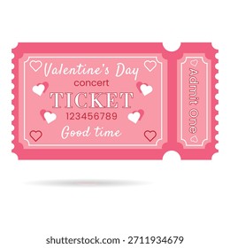 Valentinstag-Ticket-Design-Vorlage, zugeben, eine, Vektorgrafik. Tickets für Konzert, Kino, Filme, Event, Film, Party, Festival und andere. 
