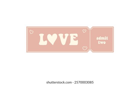 Valentine's day ticket.Bright and creative, this card is perfect for invitations or gift vouchers.Love Coupons for boyfriend or girlfriend.Romance concept.Isolated on white background.