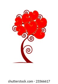 Valentines Day tree, element for design, vector illustration