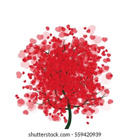 Valentines Day Tree with Hearts 