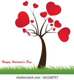 Valentines day. Tree of Love red heart. Vector illustration