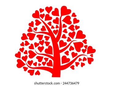 Valentine's Day Tree red heart vector illustration