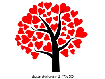 Valentine's Day Tree red heart vector illustration