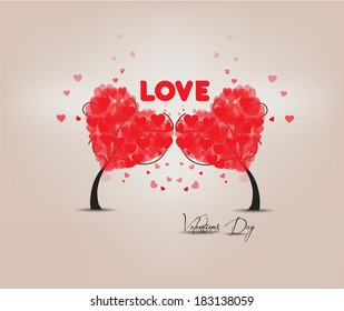 Valentines day with trees background
