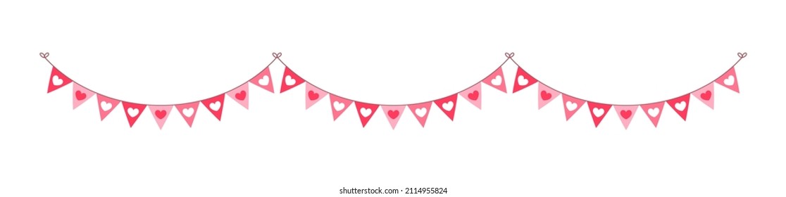 Valentine's Day triangle bunting clipart vector illustration