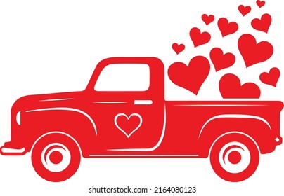 Valentines Day Truck Isolated Vector Design