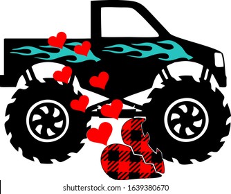 Valentines Day Truck. Vector Eps