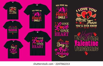 Valentine's day t-shirt design bundle, Happy valentine vector, love tshirt design, Valentine's day t shirt designs
