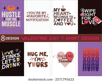 Valentine's Day T-Shirt Design Bundle – 8 Romantic Styles