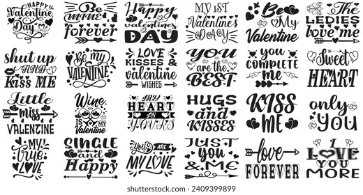 
Valentine's Day t-shirt design  bundle.Valentine's Day typography t-shirt design. Valentine T shirt Design.