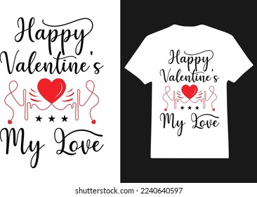 Valentine's Day t-shirt design vector, T-shirt design for happy Valentine's Day with heart vector