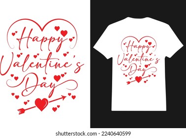 Valentine's Day t-shirt design vector, T-shirt design for happy Valentine's Day with heart vector