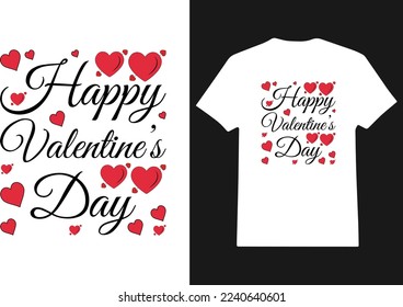 Valentine's Day t-shirt design vector, T-shirt design for happy Valentine's Day with heart vector