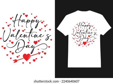 Valentine's Day t-shirt design vector, T-shirt design for happy Valentine's Day with heart vector