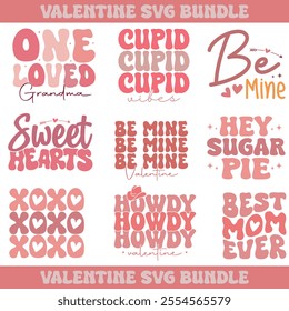 Valentine's Day T-Shirt Design,T-Shirt Bundle,Groovy Retro Bundle 