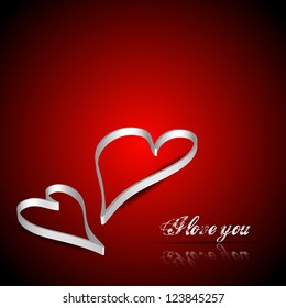 valentines day with two paper hearts