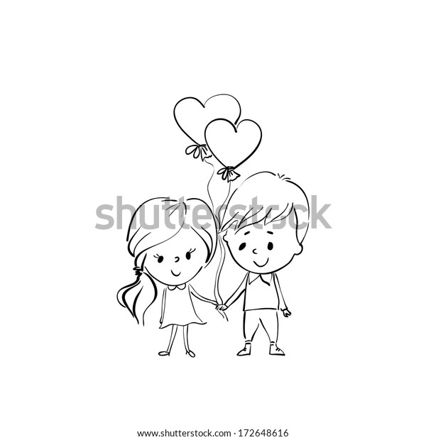 Valentines Day Two People Love Holding Stock Vector Royalty