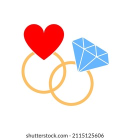 Valentinstag, der zweite ist flaches Symbol