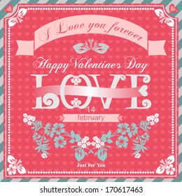 Valentine's Day type text calligraphic Valentine's headline with love,  vector illustration 