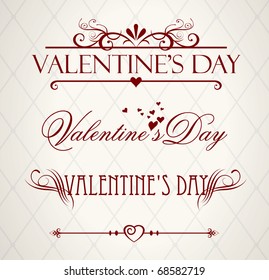 Valentine's Day type text calligraphic Valentine's headline with heart