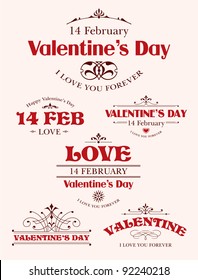 Valentine's Day type text calligraphic Valentine's headline with heart