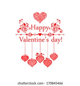 Valentine's Day type text. Valentines day design elements isolated on White background. Vector illustration 