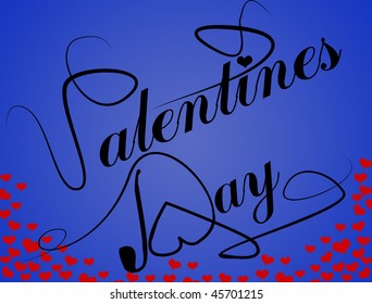 Valentine's Day type text on blue