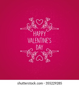 Valentine's Day typographic design element. Happy Valentine's Day greeting card template. Modern badge or label design.