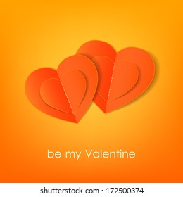 Valentines day typographical background with paper hearts 