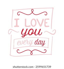 Valentine's Day Typography Banner with Hand-Drawn Doodle Heart.