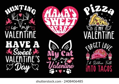 Valentine's Day Typography Bundle T-shirt design.