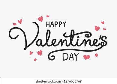 Valentine's Day typography with cute hand drawn hearts. Vector