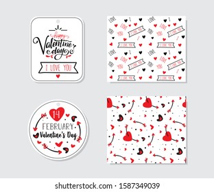 Valentine's Day typography design and pattern for card