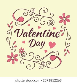 Valentine's Day typography design vector illustration. Valentines Day Calligraphy Banner with Hearts. Valentine greeting card template with calligraphy happy valentine`s day. Valentine's day vector.