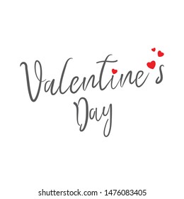Valentines Day typography with handwritten calligraphy text & hearts, isolated on white background. Vector Illustration - Vector
