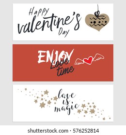 Valentines Day typography  with handwritten calligraphy text, colored Valentine's day card, Vector illustration EPS10