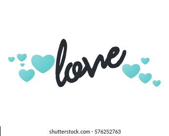 Valentines Day typography object abstract hart with handwritten calligraphy text, colored Valentine's day card, Vector illustration EPS10