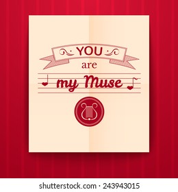 Valentine's Day typography on paper poster, vector illustration 