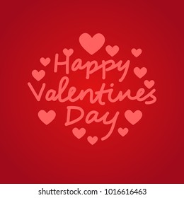 Afiche De Tipografía Del Día De San Valentín Con Letras Escritas A Mano De Doodle En La Ilustración Del Vector De Fondo Rojo