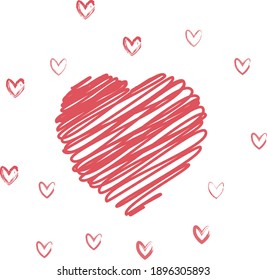 Valentines Day typography poster with hand-drawn Illustration. Valentine's Day Vector Card. Illustration in simple flat style. Deign for gift tags, greeting cards, t-shirt, and banners. 