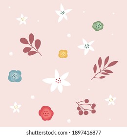 Valentines Day typography poster with hand-drawn Illustration. Illustration of flower in simple flat style. Deign for gift tags, greeting cards, t-shirt, and banners.